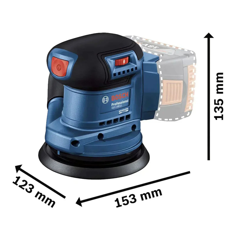 Lixadeira roto orbital à Bateria Bosch GEX 185-LI, BRUSHLESS, 18V SB