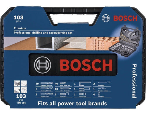 Bosch kit jogo maleta titanio 103 peças brocas pontas bits