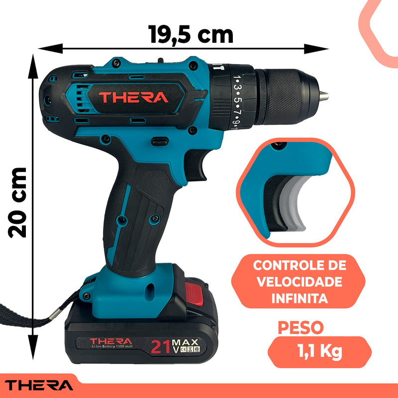 Parafusadeira Furadeira Sem Fio Bivolt 10mm 21v Maleta Kit