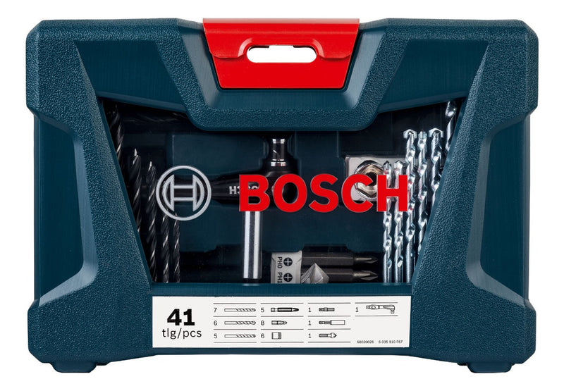 Kit Jogo De Brocas E Bits Bosch V-line 41 Peças Com Maleta