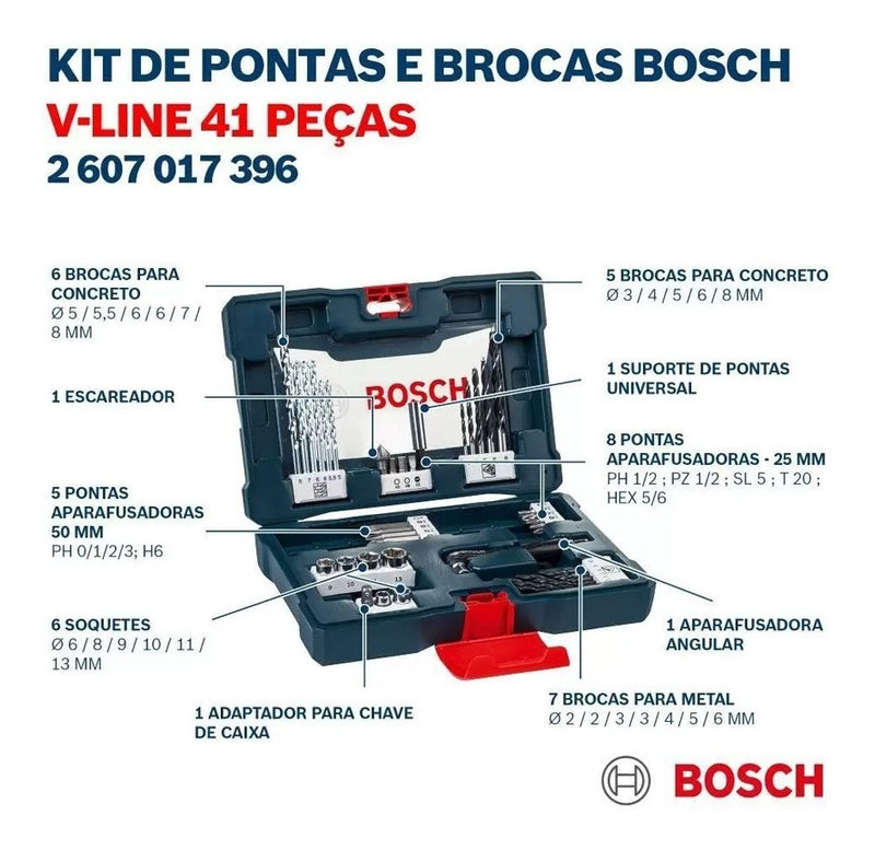 Maleta De Ferramentas Bosch V-line Bits Brocas 41 Peças