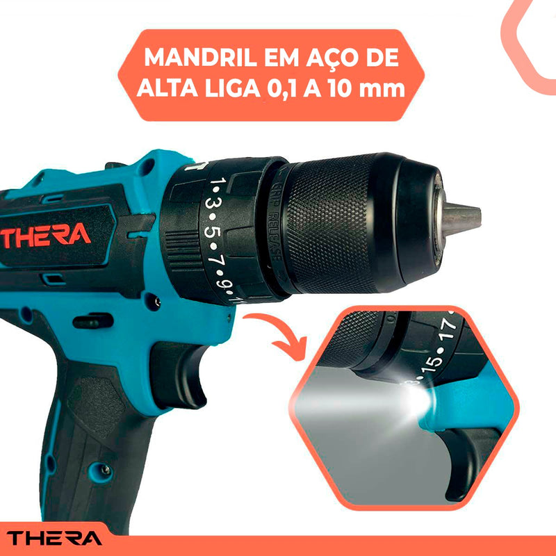 Parafusadeira Furadeira Sem Fio Bivolt 10mm 21v Maleta Kit