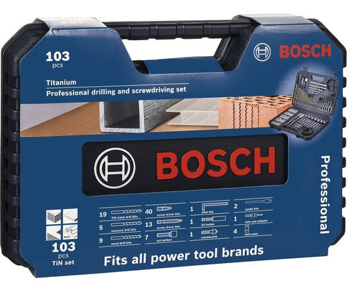 Bosch kit jogo maleta titanio 103 peças brocas pontas bits